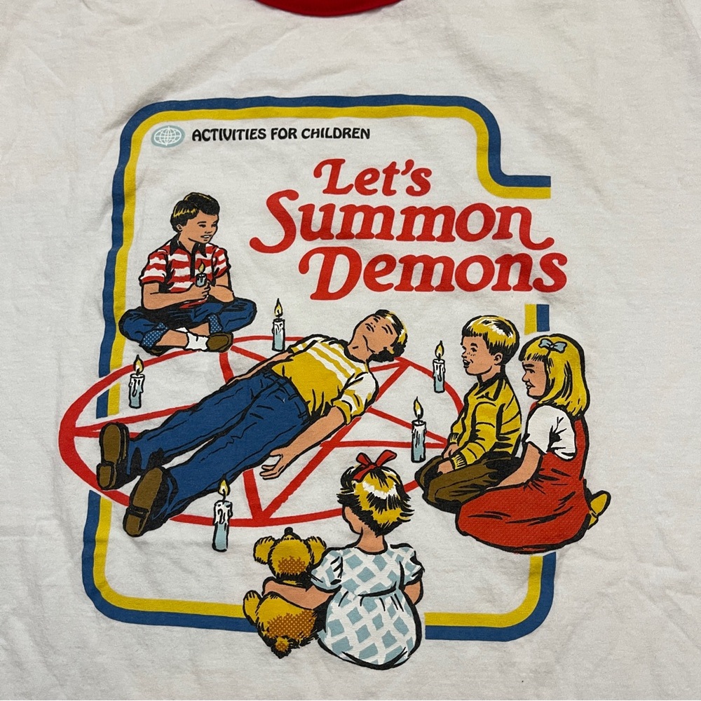 Steven Rhodes Men T Shirt Activities For Children Lets Summon Demons Tee Size XL - Picture 2 of 7
